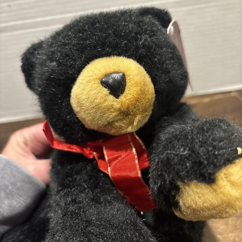 NWT BJ Toy Company 12" Black Bear Plush Stuffed Animal laying Down Brown - Picture 5 of 8